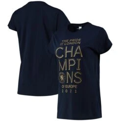 Chelsea 2021 Champions Graphic T-Shirt - Navy - Womens
