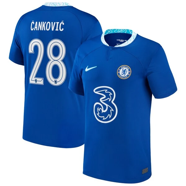 Nike Chelsea Cup Home Stadium Shirt 2022-23 - Kids With Cankovic 28 Printing 3 Nike Chelsea Cup Home Stadium Shirt 2022-23 - Kids With Cankovic 28 Printing