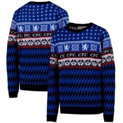 Chelsea Retro Christmas Jumper - Blue - Kids