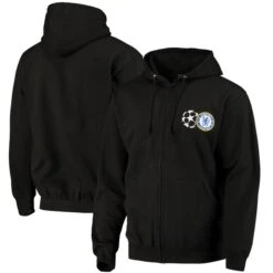Chelsea UEFA Champions League Zip Through Hoodie - Black - Unisex