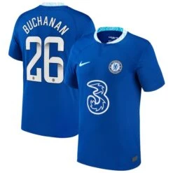 Nike Chelsea WSL Home Stadium Shirt 2022-23 - Kids With Buchanan 26 Printing